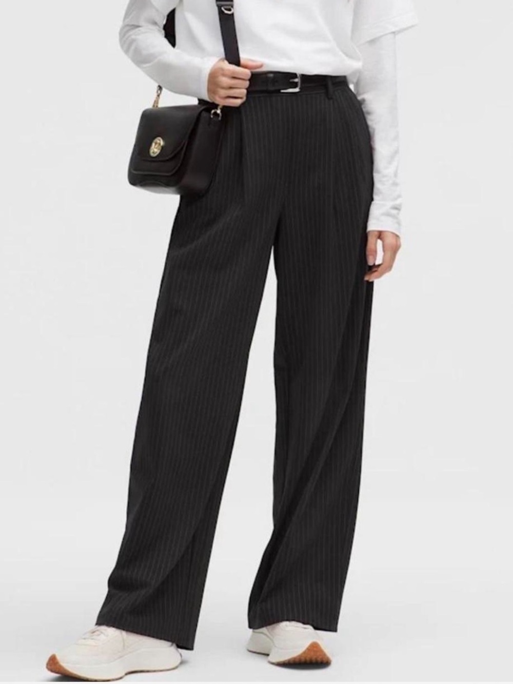 lululemon athletica Black Pinstripe Wide-Leg Trousers
